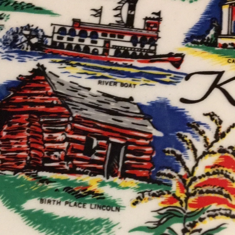 Kentucky Kitsch Tourist Souvenir Ceramic Collectible Plate Vintage 1960s - Picture 11 of 17